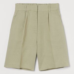 H&M Linen Blend Bermuda Shorts 12 Light Green